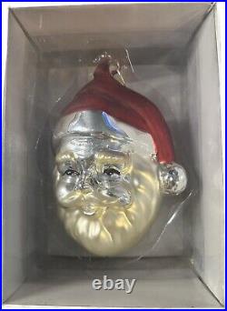 Vtg Retired Department 56 Jumbo Mercury Glass Christmas Santa Claus Ornament 8