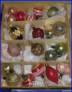 Vtg Retro 62 West German Handblown Mica Glass Miniature Christmas Tree Ornaments