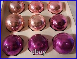 Vtg SHINY BRITE Christmas Ornament Ball Mercury Glass PINK Purple Valentine Lot