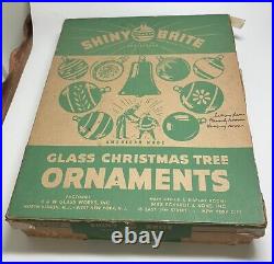 Vtg SHINY BRITE Ornaments Bumpy Double Indent Flower Set Of 8 With Box