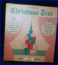 Vtg Shiny Brite Cluster Christmas Tree 20pc Ornament Centerpiece Topper Box READ
