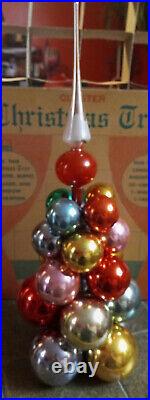 Vtg Shiny Brite Cluster Christmas Tree 20pc Ornament Centerpiece Topper Box READ