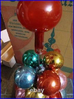 Vtg Shiny Brite Cluster Christmas Tree 20pc Ornament Centerpiece Topper Box READ