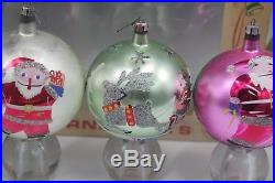 Vtg Shiny Brite Mercury Glass 6 Jumbo Christmas Ornaments Princess Santa Mica
