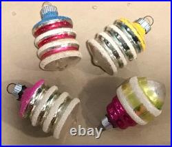 Vtg Shiny Brite Mini Mercury Glass 2 Barrel Lantern Christmas 12 Ornaments Set