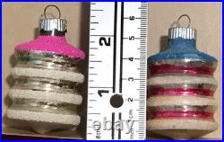 Vtg Shiny Brite Mini Mercury Glass 2 Barrel Lantern Christmas 12 Ornaments Set