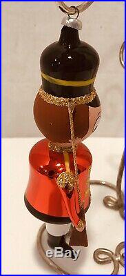 Vtg Toy Soldier Guard Figural Glass Christmas Ornament De Carlini Italian Italy