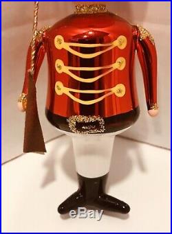 Vtg Toy Soldier Guard Figural Glass Christmas Ornament De Carlini Italian Italy