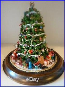 Vtg Westrim Christmas Tree Loaded with Ornaments Gifts Glass Dome