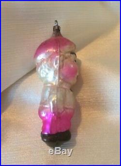 Vtg antique German boy xmas ornament pink glass figural Smitty bulb