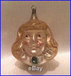 Vtg antique German xmas ornament girls head Germany blown glass boys face bulb