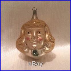 Vtg antique German xmas ornament girls head Germany blown glass boys face bulb