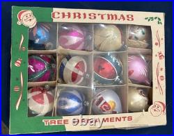 Vtg lot 12 Glass Christmas Ornaments Poland hand painted, Fantasia, With Box