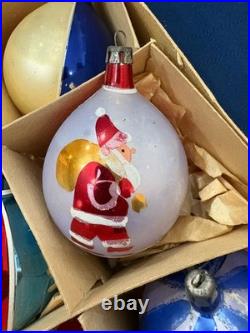 Vtg lot 12 Glass Christmas Ornaments Poland hand painted, Fantasia, With Box