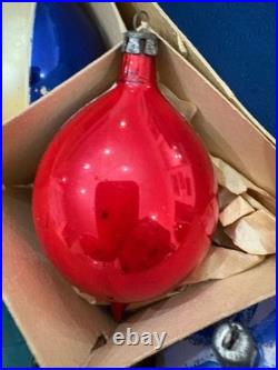Vtg lot 12 Glass Christmas Ornaments Poland hand painted, Fantasia, With Box
