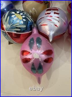 Vtg lot 12 Glass Christmas Ornaments Poland hand painted, Fantasia, With Box