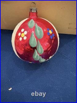 Vtg lot 12 Glass Christmas Ornaments Poland hand painted, Fantasia, With Box