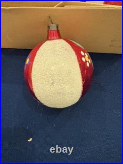 Vtg lot 12 Glass Christmas Ornaments Poland hand painted, Fantasia, With Box