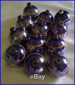 Vtg shiny brite purple xmas ornament large mercury glass flower lot rare