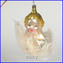 Vtg spun glass Angel Christmas Ornament Cherub