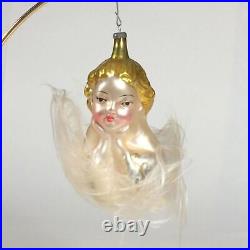 Vtg spun glass Angel Christmas Ornament Cherub