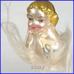 Vtg spun glass Angel Christmas Ornament Cherub