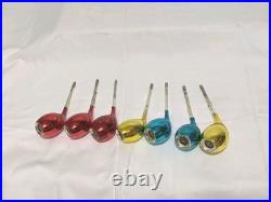 W Germany Mercury Glass Smoking Pipes Christmas Ornaments Blue Red 1949 Rare