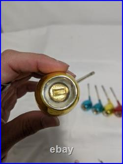 W Germany Mercury Glass Smoking Pipes Christmas Ornaments Blue Red 1949 Rare
