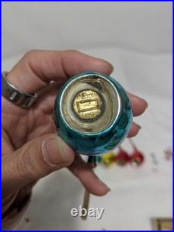 W Germany Mercury Glass Smoking Pipes Christmas Ornaments Blue Red 1949 Rare
