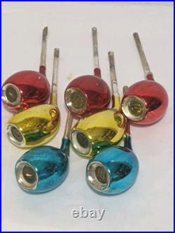 W Germany Mercury Glass Smoking Pipes Christmas Ornaments Blue Red 1949 Rare