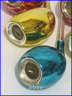 W Germany Mercury Glass Smoking Pipes Christmas Ornaments Blue Red 1949 Rare