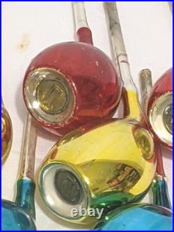 W Germany Mercury Glass Smoking Pipes Christmas Ornaments Blue Red 1949 Rare
