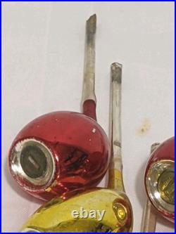W Germany Mercury Glass Smoking Pipes Christmas Ornaments Blue Red 1949 Rare