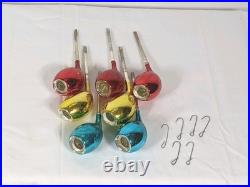 W Germany Mercury Glass Smoking Pipes Christmas Ornaments Blue Red 1949 Rare