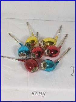 W Germany Mercury Glass Smoking Pipes Christmas Ornaments Blue Red 1949 Rare