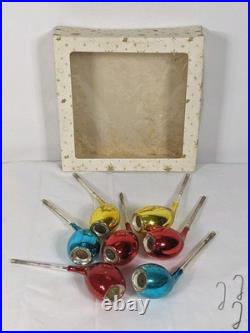 W Germany Mercury Glass Smoking Pipes Christmas Ornaments Blue Red 1949 Rare