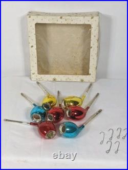 W Germany Mercury Glass Smoking Pipes Christmas Ornaments Blue Red 1949 Rare