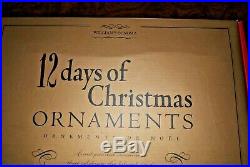 WILLIAMS SONOMA 12 Days of Christmas Blown Glass Ornament Set in Box EUC RARE