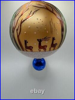 WO Christopher Radko Winter Forest Glass Ball Christmas Ornament 6 Vintage RARE
