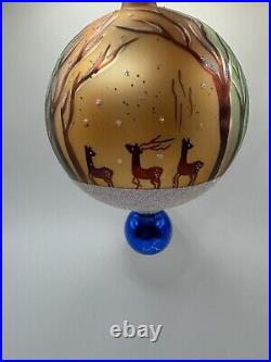 WO Christopher Radko Winter Forest Glass Ball Christmas Ornament 6 Vintage RARE