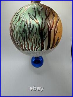 WO Christopher Radko Winter Forest Glass Ball Christmas Ornament 6 Vintage RARE