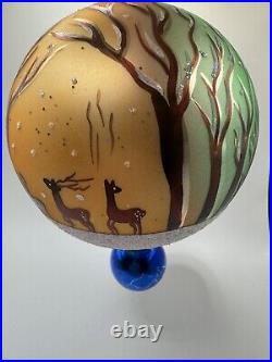 WO Christopher Radko Winter Forest Glass Ball Christmas Ornament 6 Vintage RARE