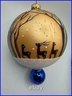 WO Christopher Radko Winter Forest Glass Ball Christmas Ornament 6 Vintage RARE