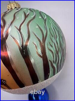 WO Christopher Radko Winter Forest Glass Ball Christmas Ornament 6 Vintage RARE