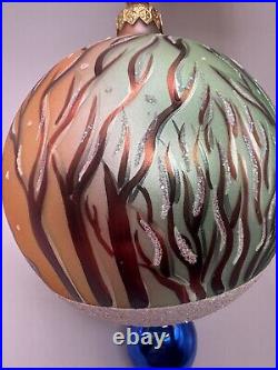 WO Christopher Radko Winter Forest Glass Ball Christmas Ornament 6 Vintage RARE