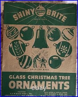 WW II Unsilvered Shiny Brite Christmas Ornaments Tinsel
