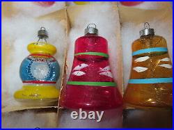 WW2 ERA PREMIER Glass Christmas OrnamentsUNSILVERED DBL IndentsBellsBalls 12