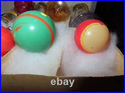 WW2 ERA PREMIER Glass Christmas OrnamentsUNSILVERED DBL IndentsBellsBalls 12