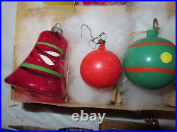 WW2 ERA PREMIER Glass Christmas OrnamentsUNSILVERED DBL IndentsBellsBalls 12