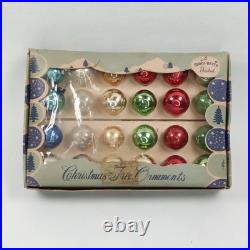 Wartime Christmas Ornament Shiny Brite Miniature Glass Set Of 24 With Box 1940s